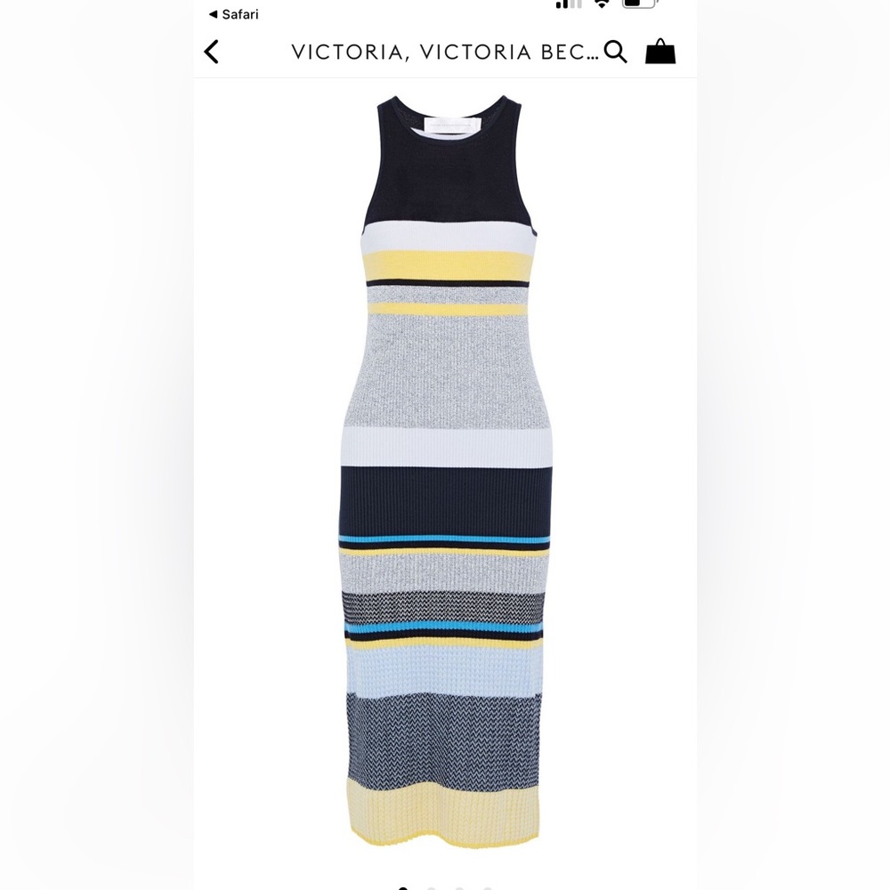 Victoria Victoria Beckham striped rib-knit midi dress. Size 4